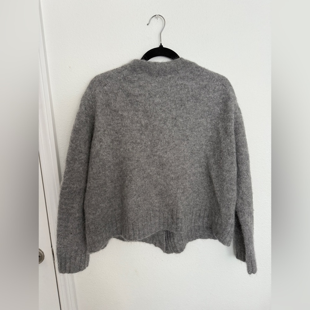 Everlane Women’s Crew Cardigan Alpaca Wool Buttons Gray Grey Sz XL - Picture 8 of 13